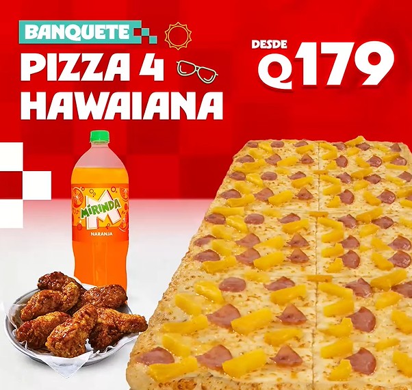 Pizza Hut: Banquete Pizza 4 Hawaiiana por Q179