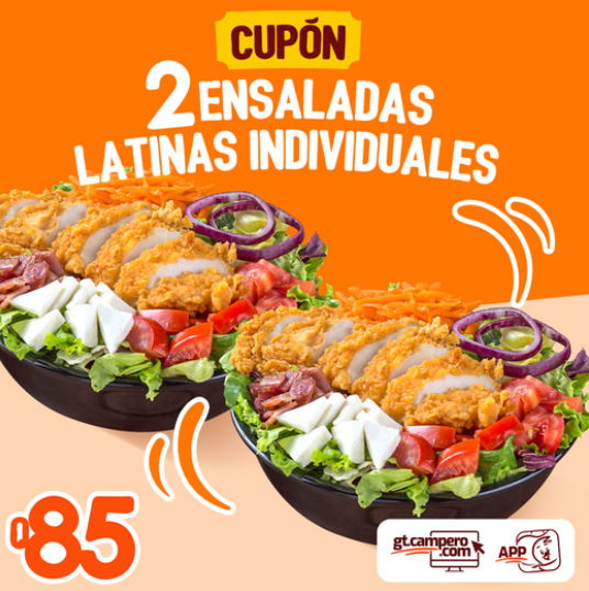 ¡Para compartir o repetir! Llevate 2 ensaladas latinas por Q85 en Pollo Campero