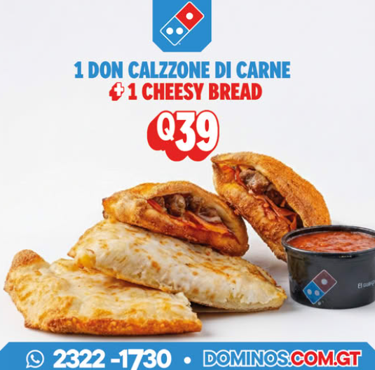 Antojo completo en Domino's: Don Calzzone Di Carne + Cheesy Bread por Q39