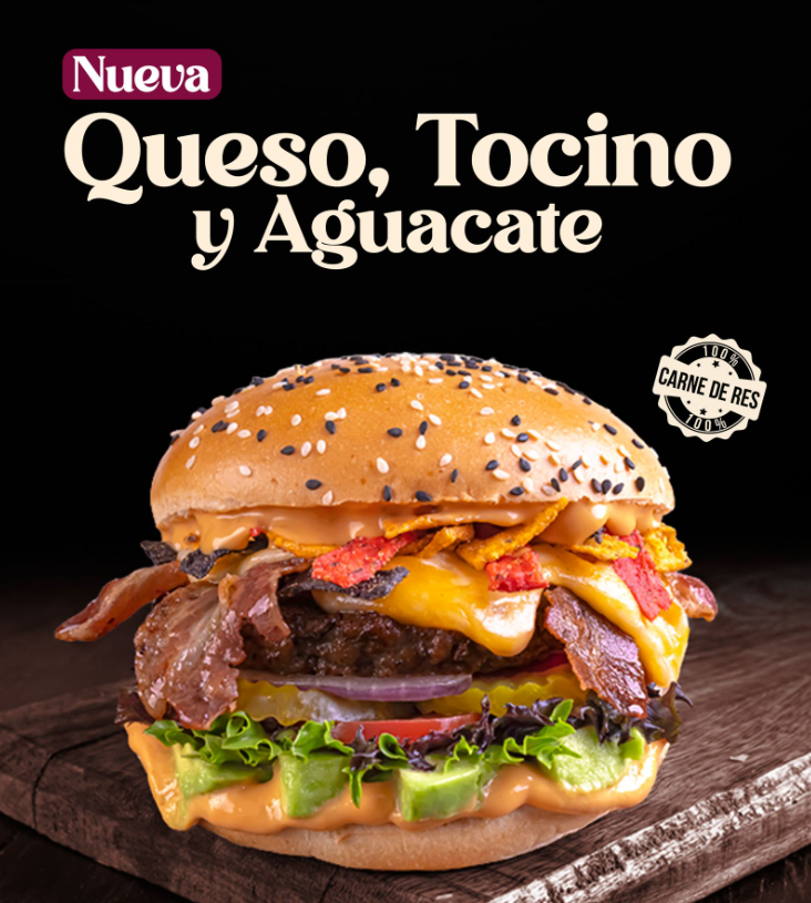 Para los que saben que más es mejor: Nueva Hamburguesa Queso, Tocino y Aguacate en Patsy
