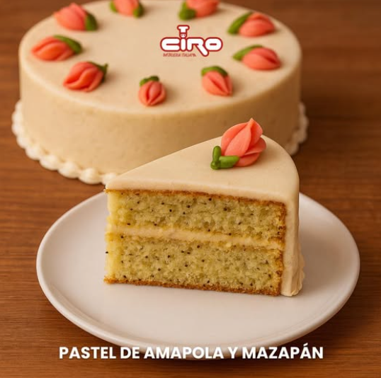 Pastel de Amapola cubierto de Mazapán de Pastelería Italiana CIRO