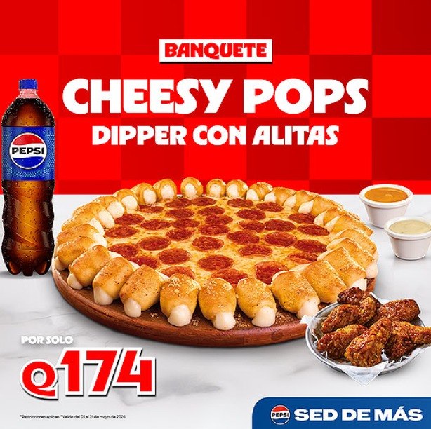 ¡Cheesy Pops Dipper desde Q174! El dipper con alitas de Pizza Hut