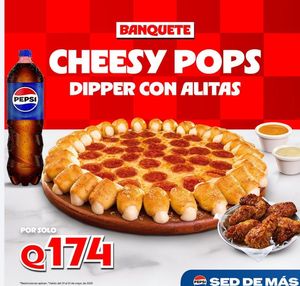 ¡Banquete Cheesy Pops Dipper con Alitas desde Q174! 🍕🔥 - Comida a Domicilio Guatemala