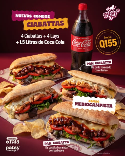 Nuevos Combos Ciabattas en Patsy: Combo Mediocampista