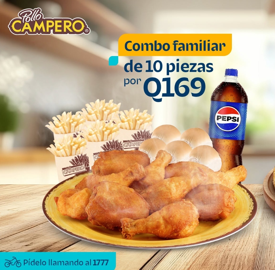 Pollo Campero: Combo Familiar de 10 piezas por Q169 con Club Bi