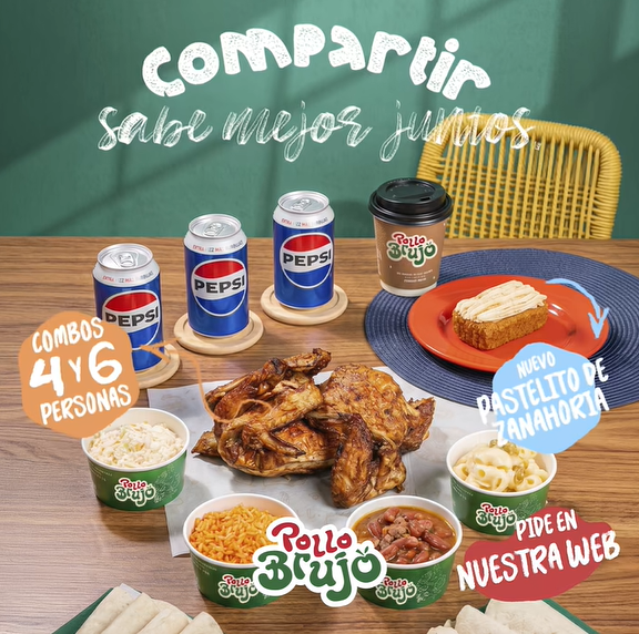 Pollo Brujo: Nuevos Combos de 4 y 6 Personas con Pastelito de Zanahoria