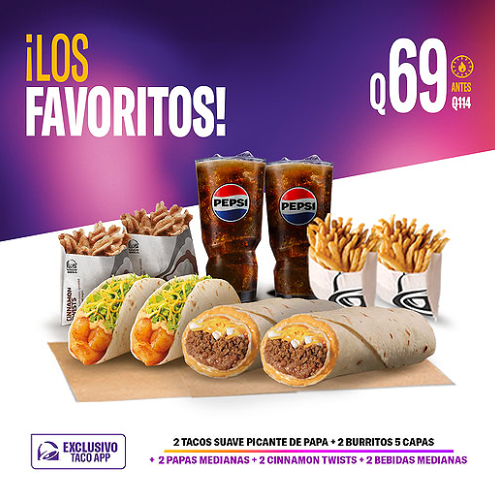 Taco Bell: Cupón ¡Los Favoritos! por Q69