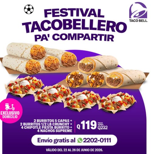 Taco Bell: Festival Tacobellero Pa' Compartir a Q119