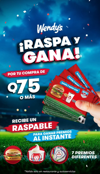 Raspa y Gana con tu compra en Wendy's