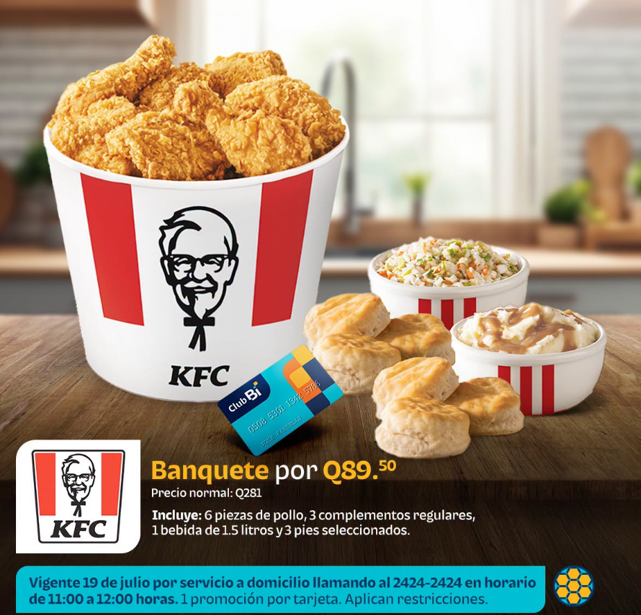 Banquete KFC a mitad de precio con Club Bi