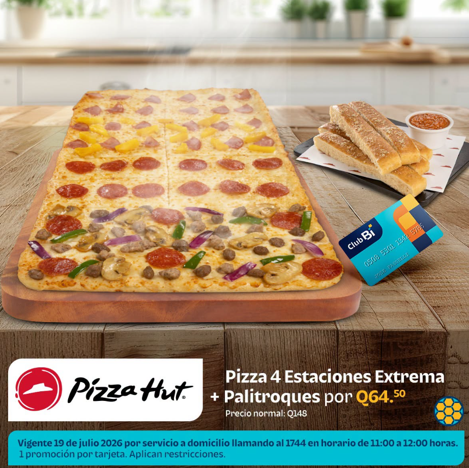 Pizza 4 Estaciones Extrema + Palitroques por Q64.50