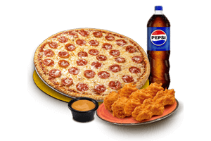 Pizza Grande de 1 Ingrediente + 9 Camperitos o Medallones + Bebida Familiar